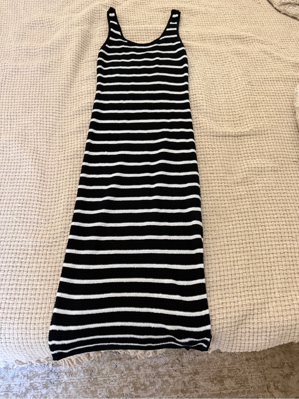 Express Black and White Striped Maxi Tank Dress